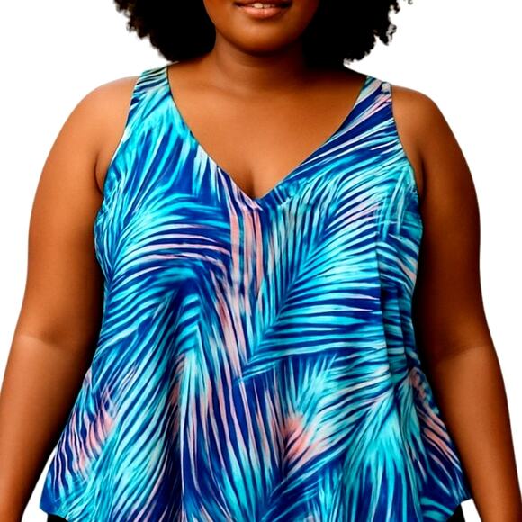 Swimsuits for all 24W Blue One Piece Women's Swimsuit Plus Size 3X 3XL - Picture 1 of 6